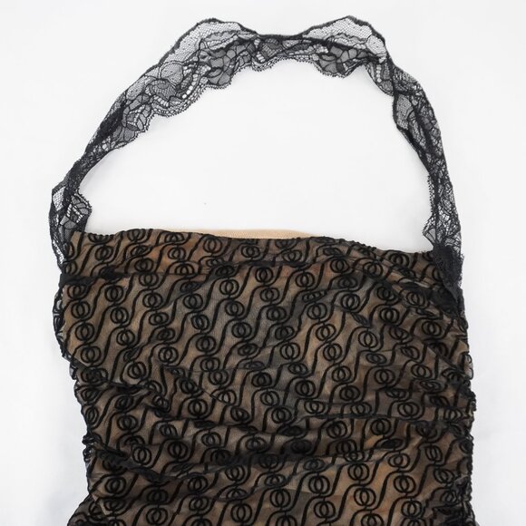 God Save Queens Bella Lace Mini Dress w/ Halter Neck in Black Size Small (NWT) - Picture 4 of 12